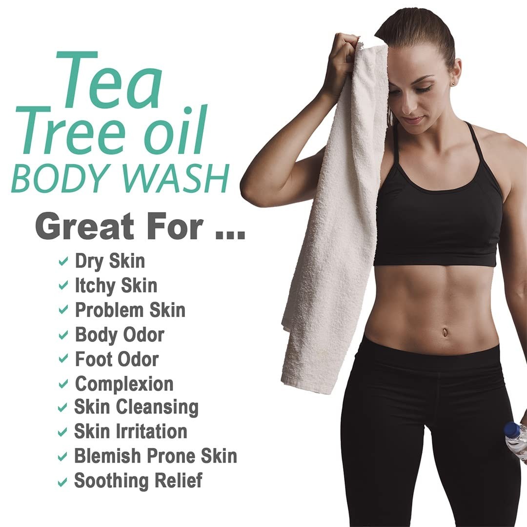 Natural Riches Tea Tree Oil Body Wash, 2×16 fl oz 16 Fl Oz (Pack of 2), Clear