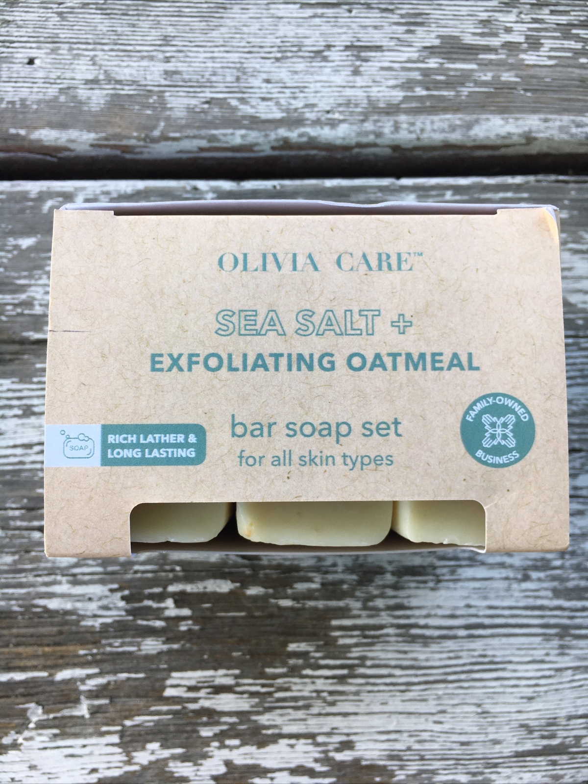 Olivia Care – Sea Salt + Exfoliating Oatmeal Bar Soap 3-5 Oz Bars