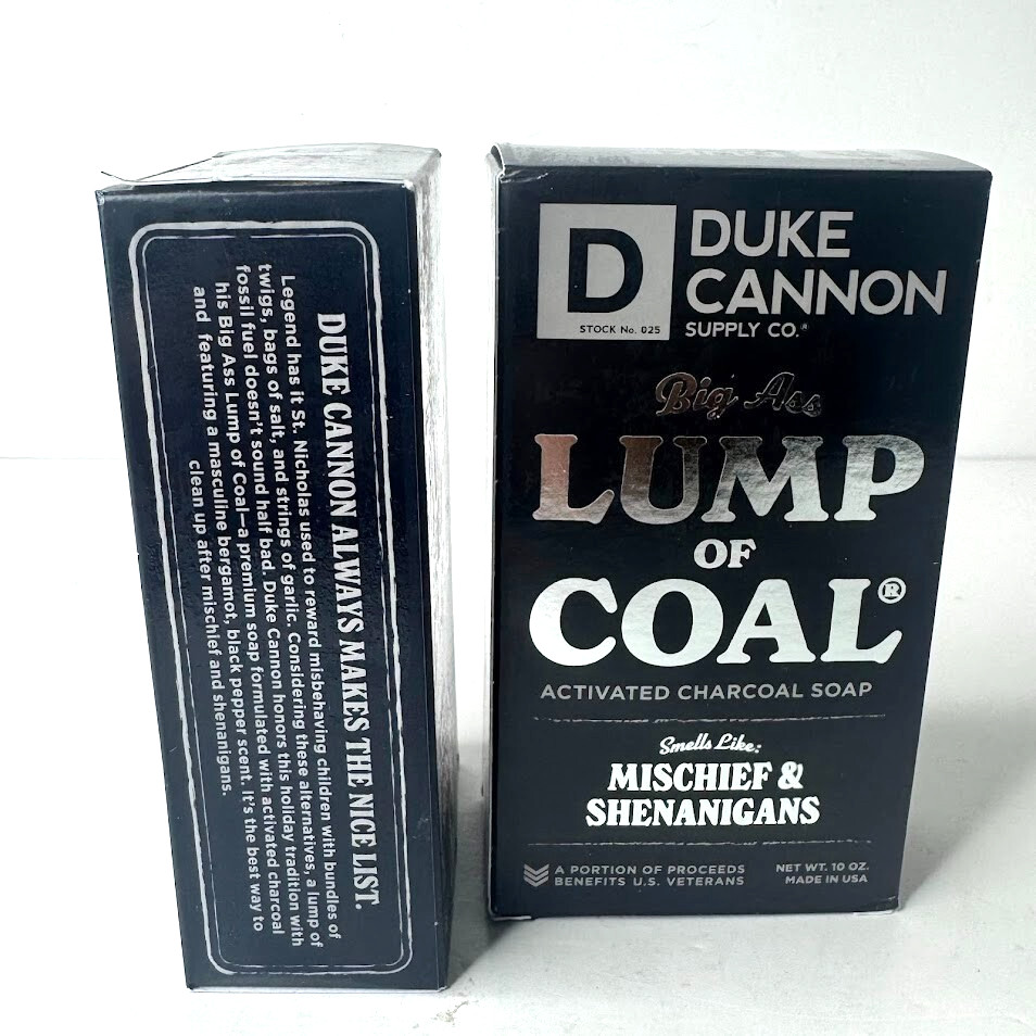 Lot of 2 Duke Cannon Big Ass Lump Of Coal Charcoal Soap – 10oz Each