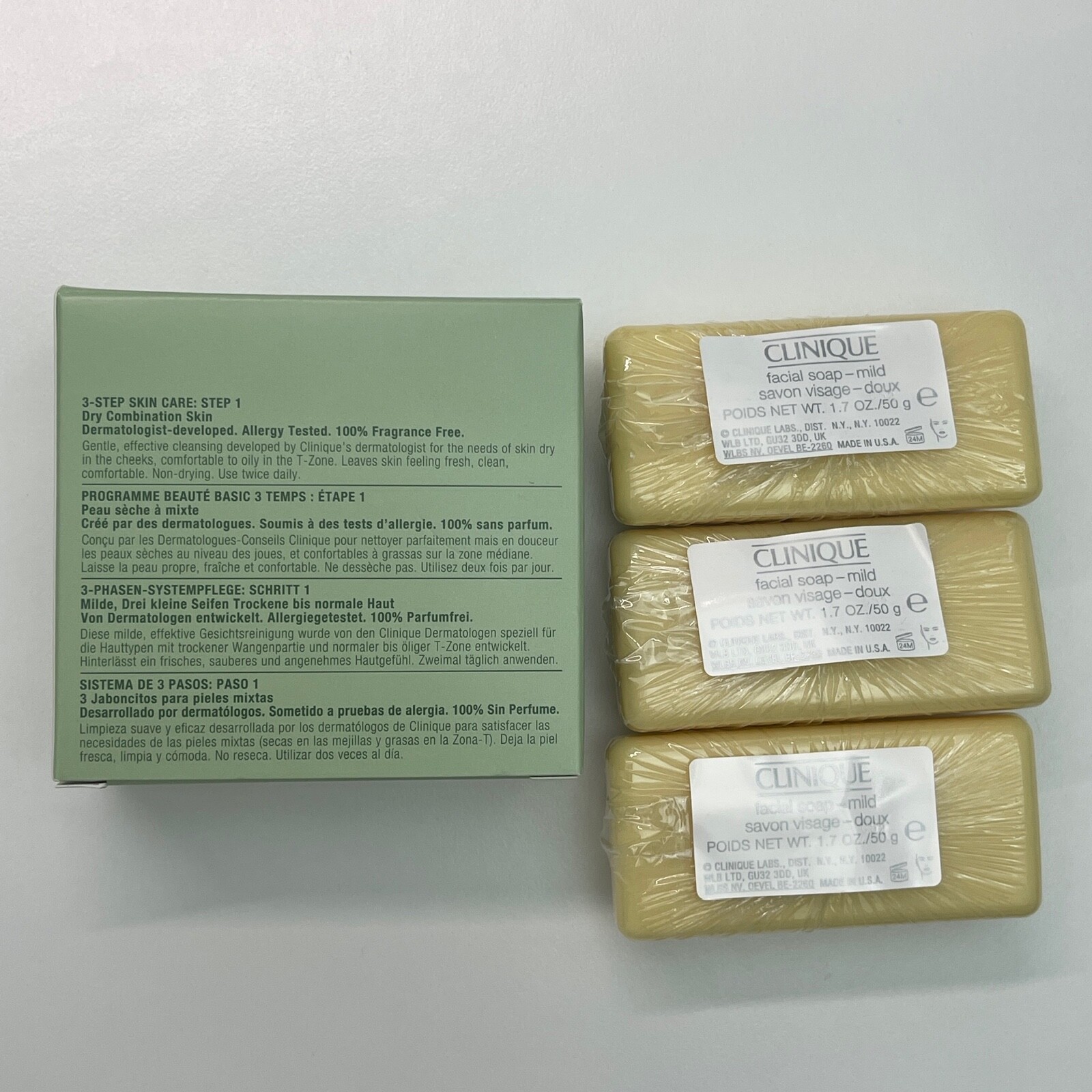 NEW BOXED Clinique 3 Little Bar Soap Mild For Skin Type 2 Dry Combination RARE