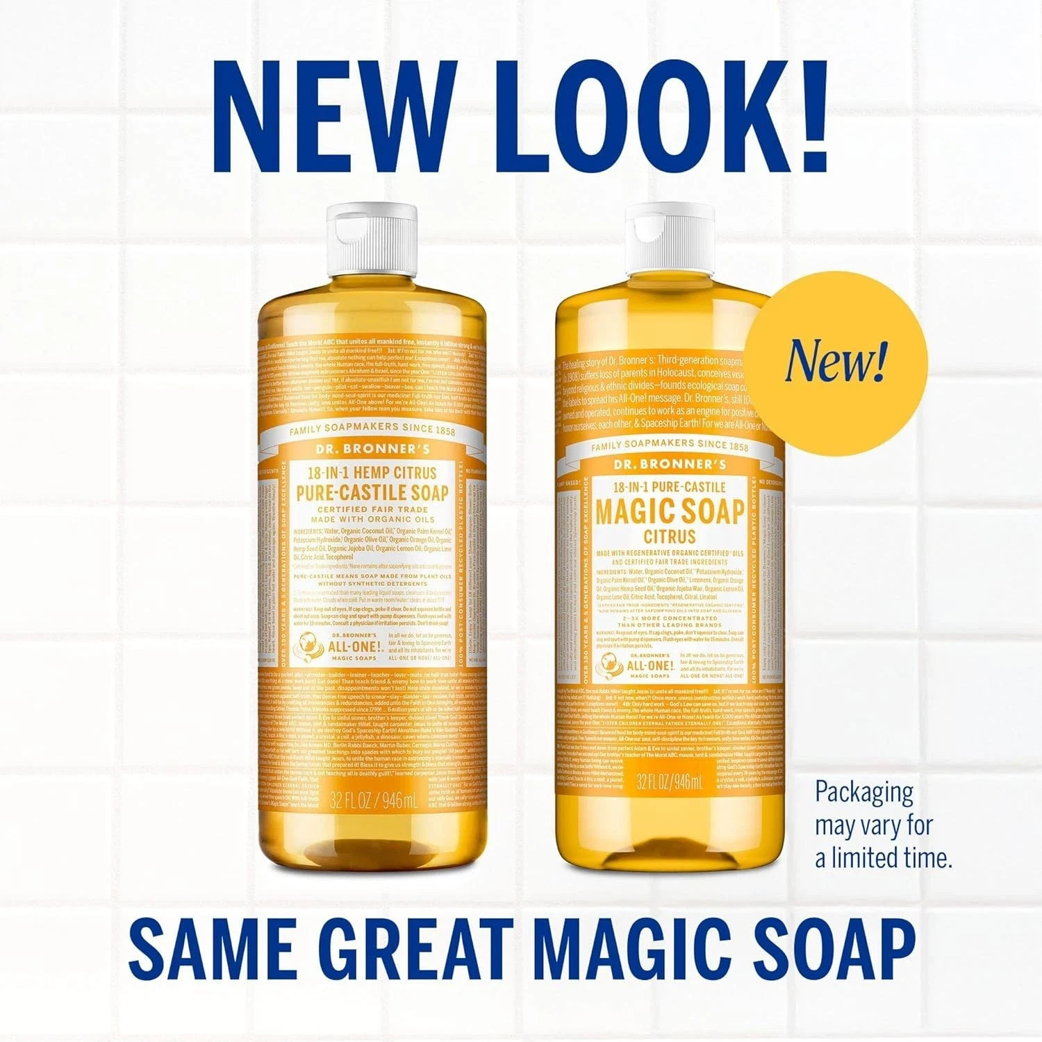 Dr. Bronner’s Pure-Castile Soap Citrus 32 fl. oz Each (Pack of 4)