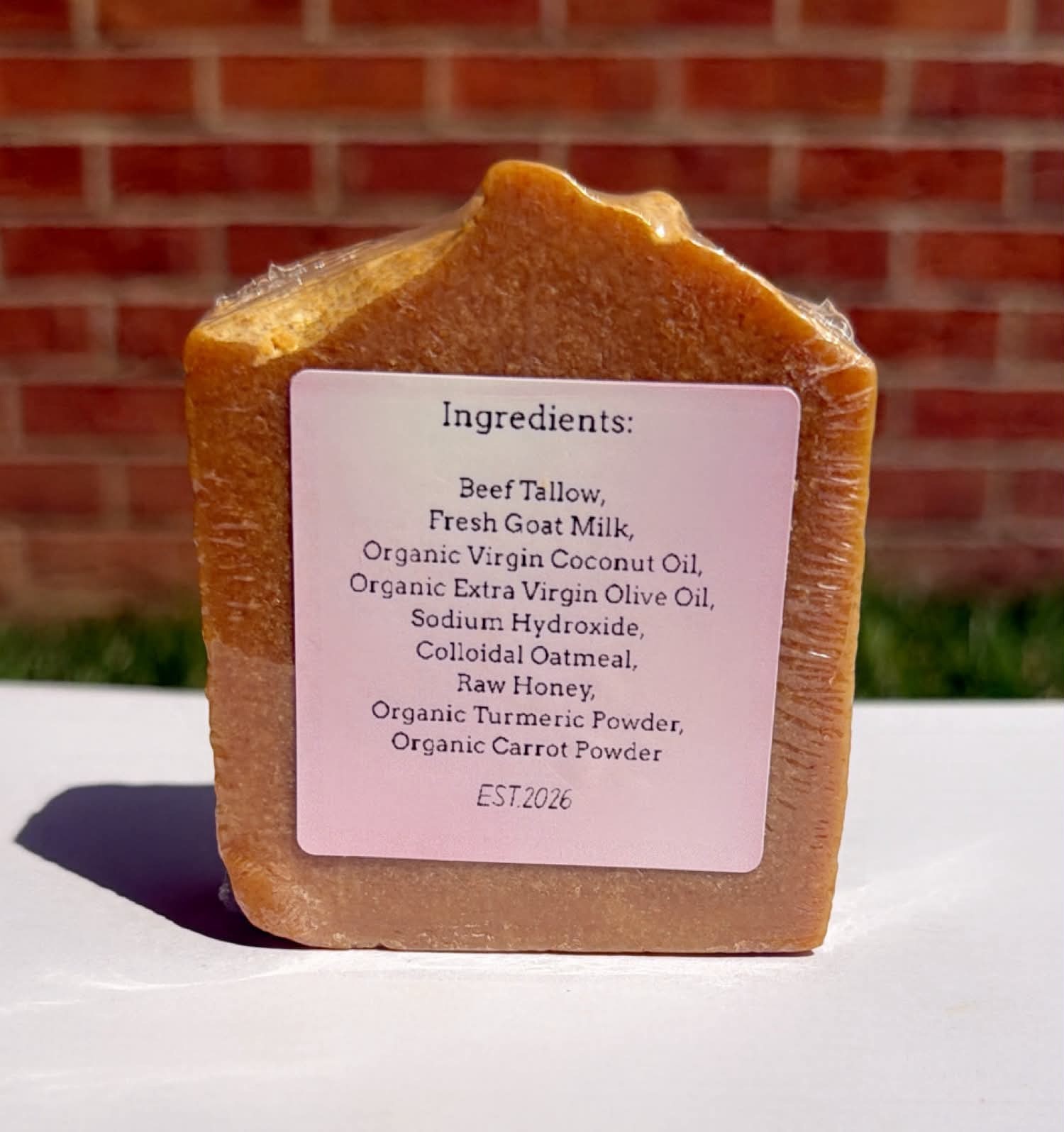 1 Bar Unscented Beef Tallow & Goat Milk Soap – Carrot & Turmeric