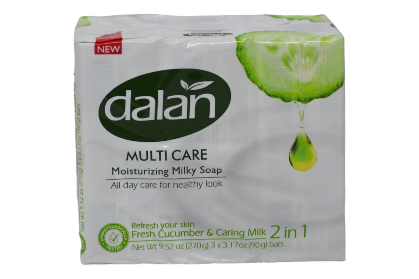 Dalan Multicare Soap Fresh Cucumber & Caring Milk, 3 Bars x 3.17oz Each