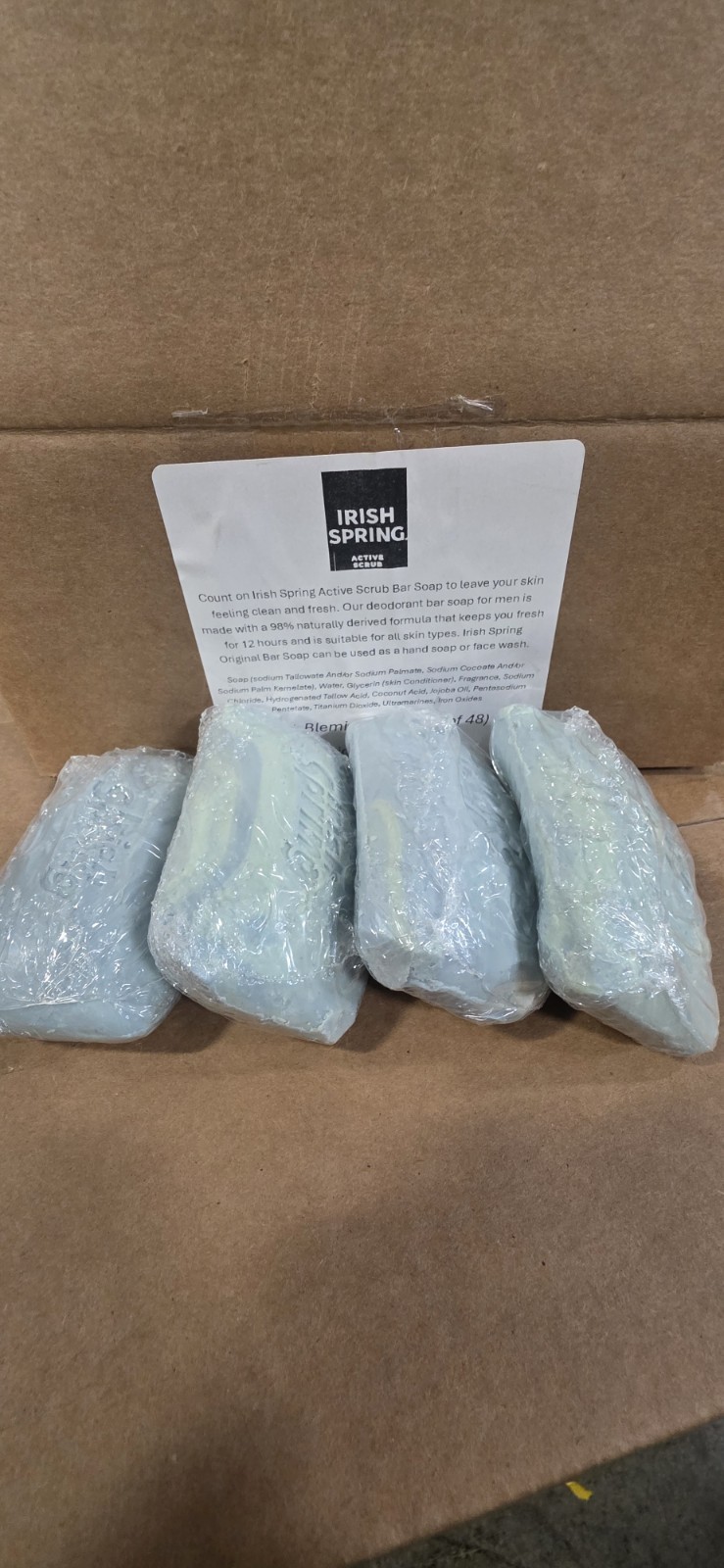 48x Irish Spring Original Active Scrub Bar Soap 4oz NO Flaxseed (Lot of 48 Bars)