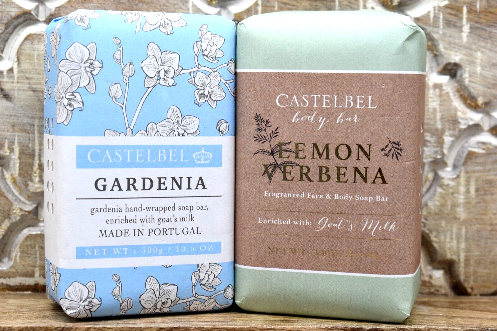 1 set of CASTELBEL Lemon Verbena Body Bar & Gardenia Scented Soap Bars