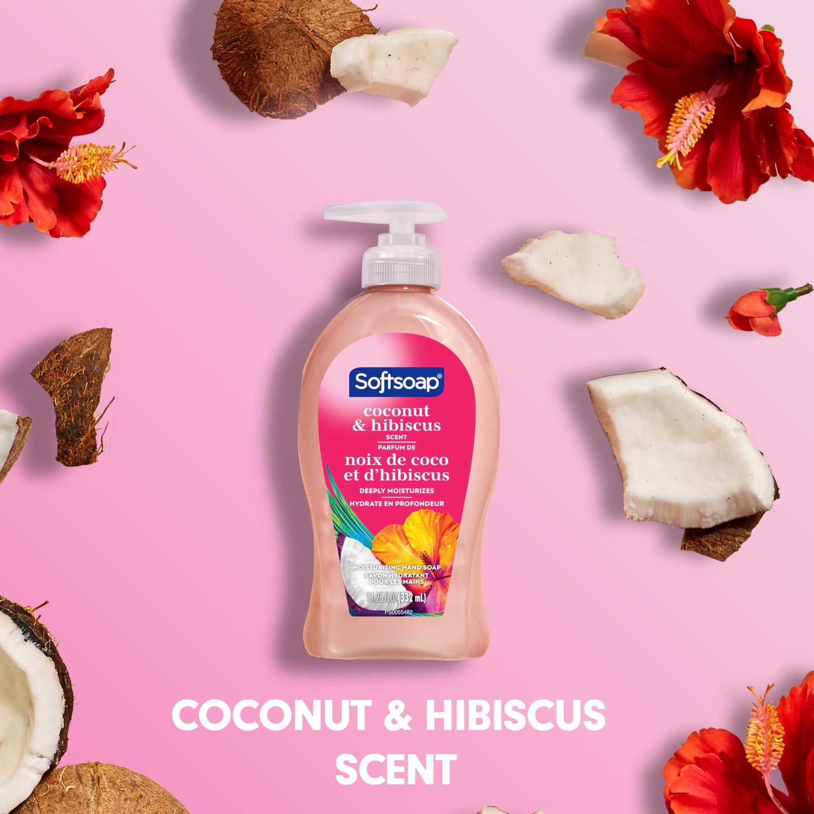 Softsoap Coconut & Hibiscus Scent Hydrating 11.25 Fl Oz (Pack of 6), Clear