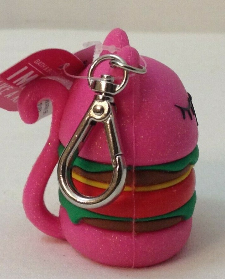 NWT Bath Body Works Pocket. Bac Holder Pink Cat Kitty Hamburger No Sound, Bonus!
