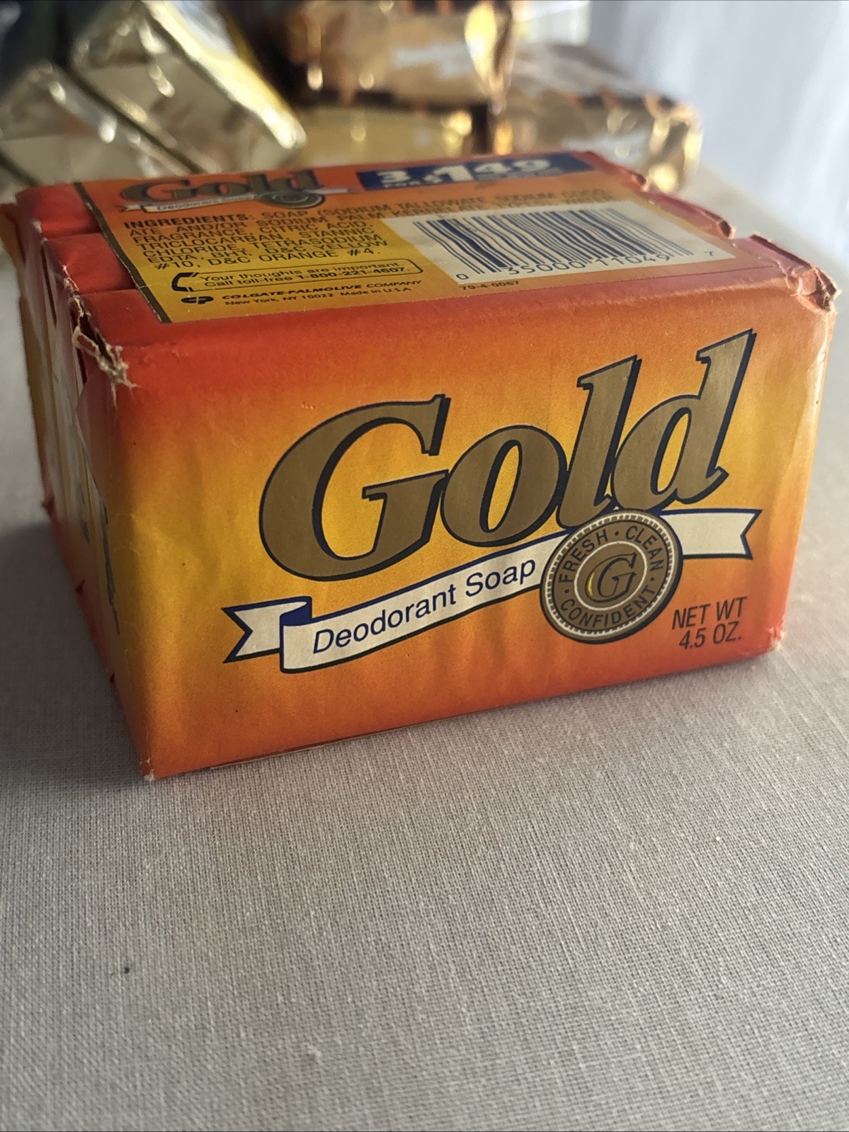 NEW SEALED Palmolive GOLD Deodorant Soap Three 4oz Bars Discontinued Made In USA