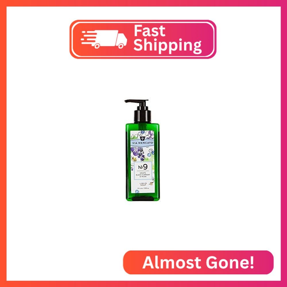 Via Mercato Liquid Soap, Shea Butter Enriched (12 oz), No. 9 – Grape, Black Curr