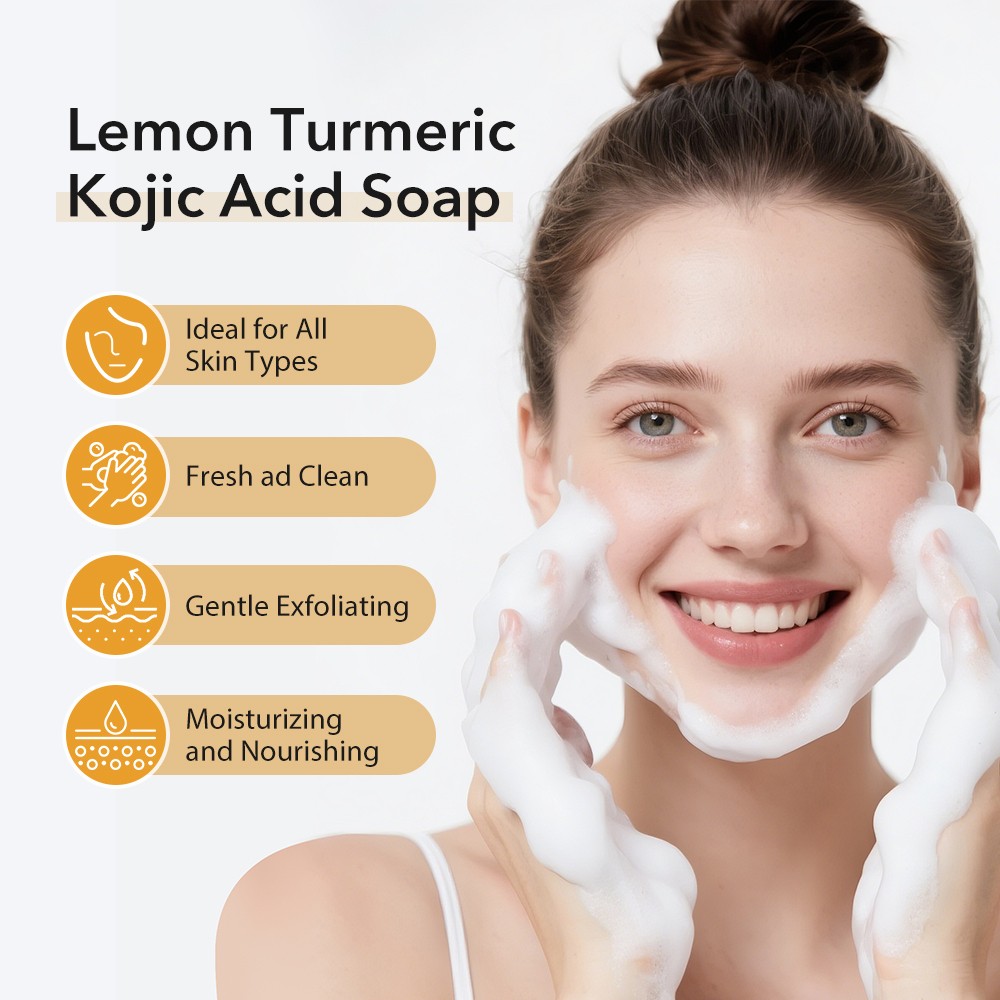 1~5PCS Turmeric Lemon Soap Face & Body Dark Spot Whitening Skin Lightening 100g