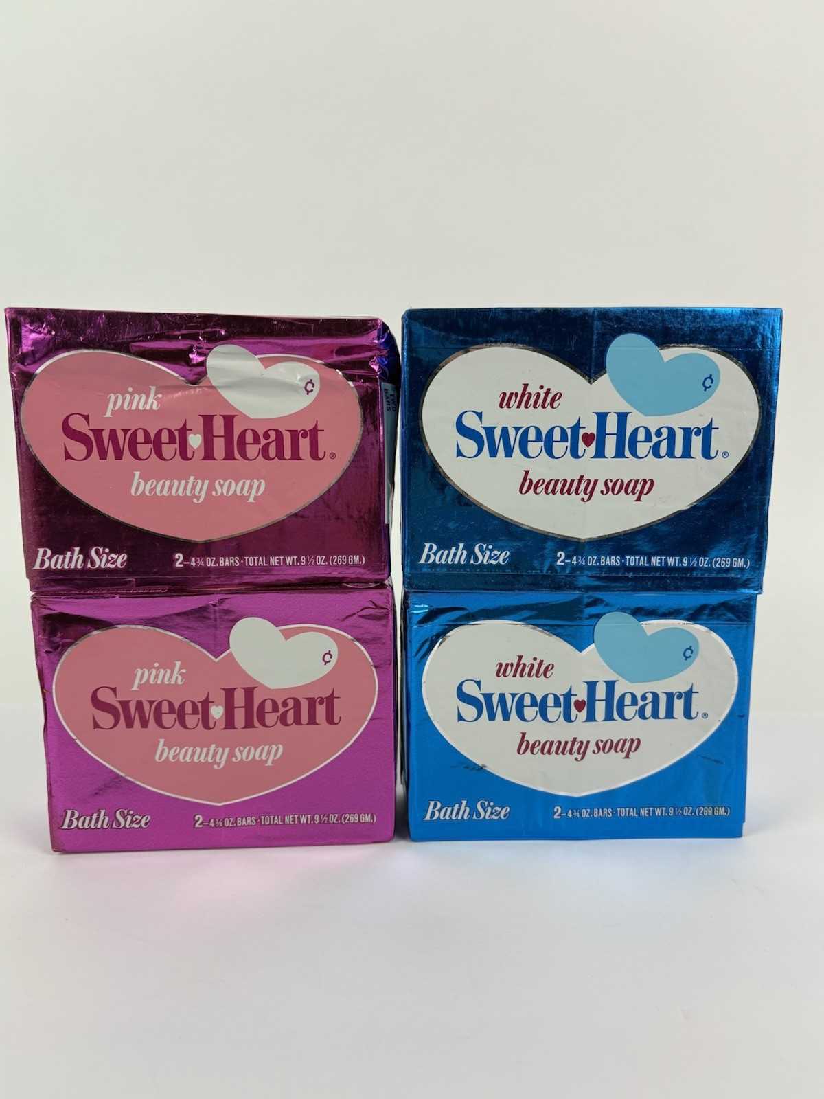 4- Vintage White Sweet Heart Bath Size Beauty Soap by Purex NOS 4 3/4oz