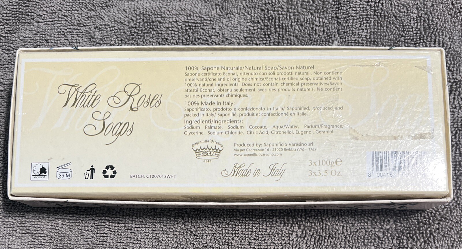 Saponificio Varesino Fine Natural Soap White Roses Soaps Made In Italy 3x 3.5oz