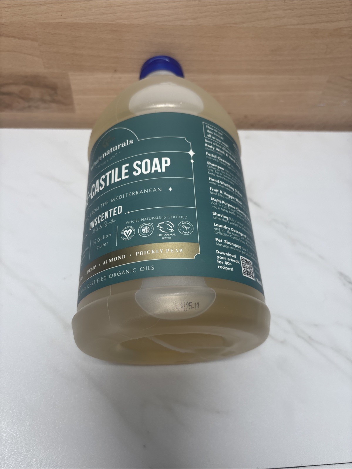 WholeNaturals Pure Castile Soap Liquid Unscented 64 Fl Oz