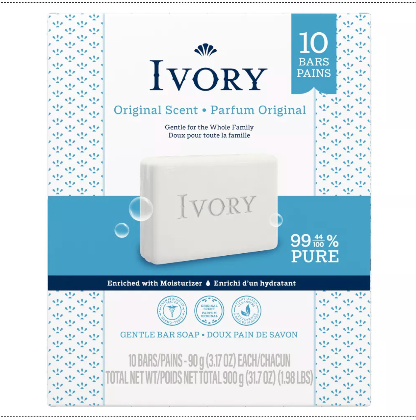 Ivory Gentle Phthalates-Free and Paraben-Free Bar Soap – Original Scent – 3.17oz