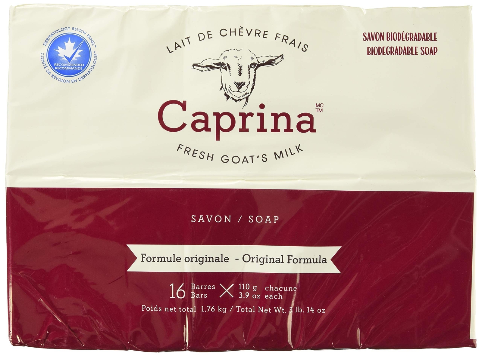 Caprina Canus Original Formula Fresh Goat’s Milk Soap, 16 bars