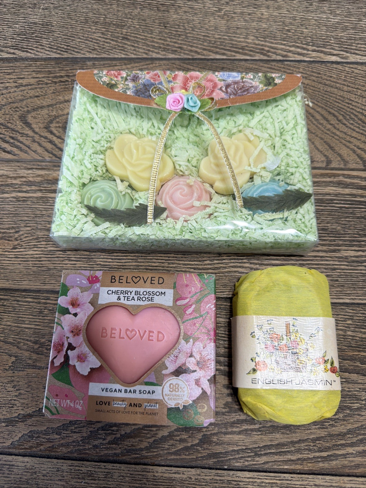 Decorative Hand Soap Lot Beloved Cherry Blossom & English Jasmine & Rose Shaped