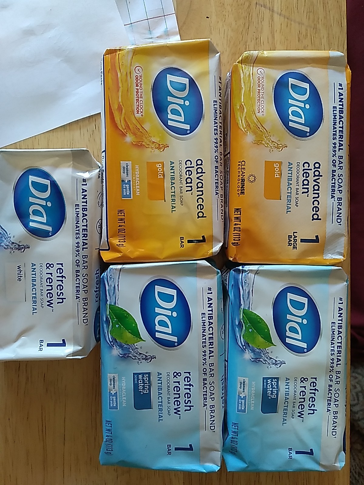 A Bundle Of 5 4oz Dial Bar Soaps Advanced Clean And Refresh And Renew