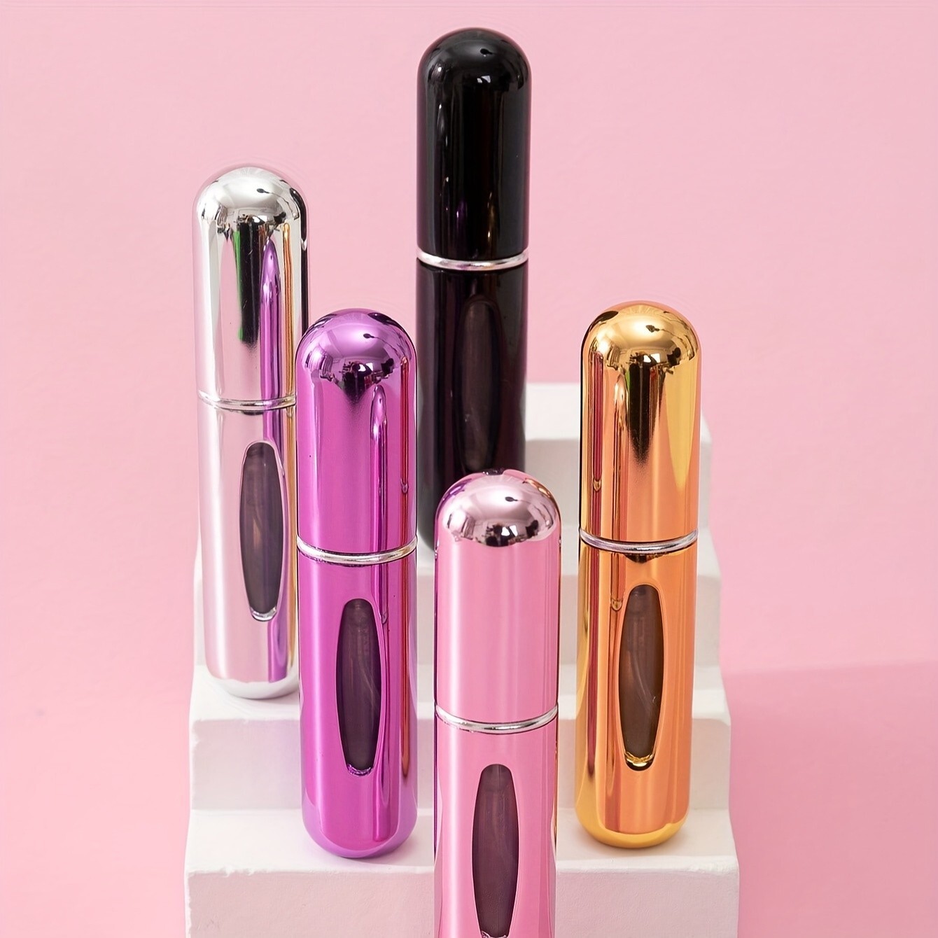 5Pcs Mini Travel Perfume Atomizer Bottle Spray Pump Case Refillable Portable US