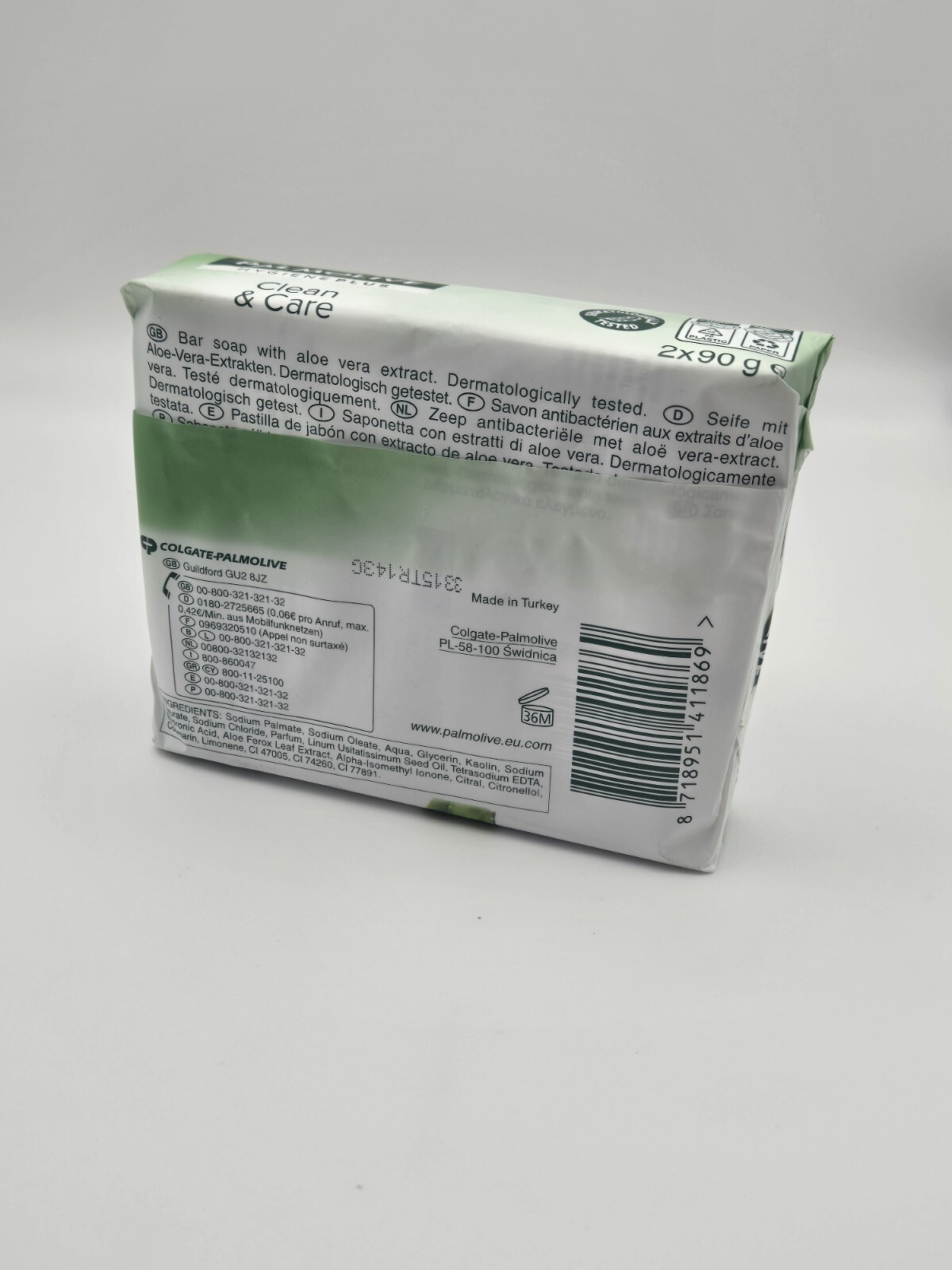 Palmolive Hygiene Plus Clean & Care Antibacterial Aloe Vera Bar Soap 2 Pack