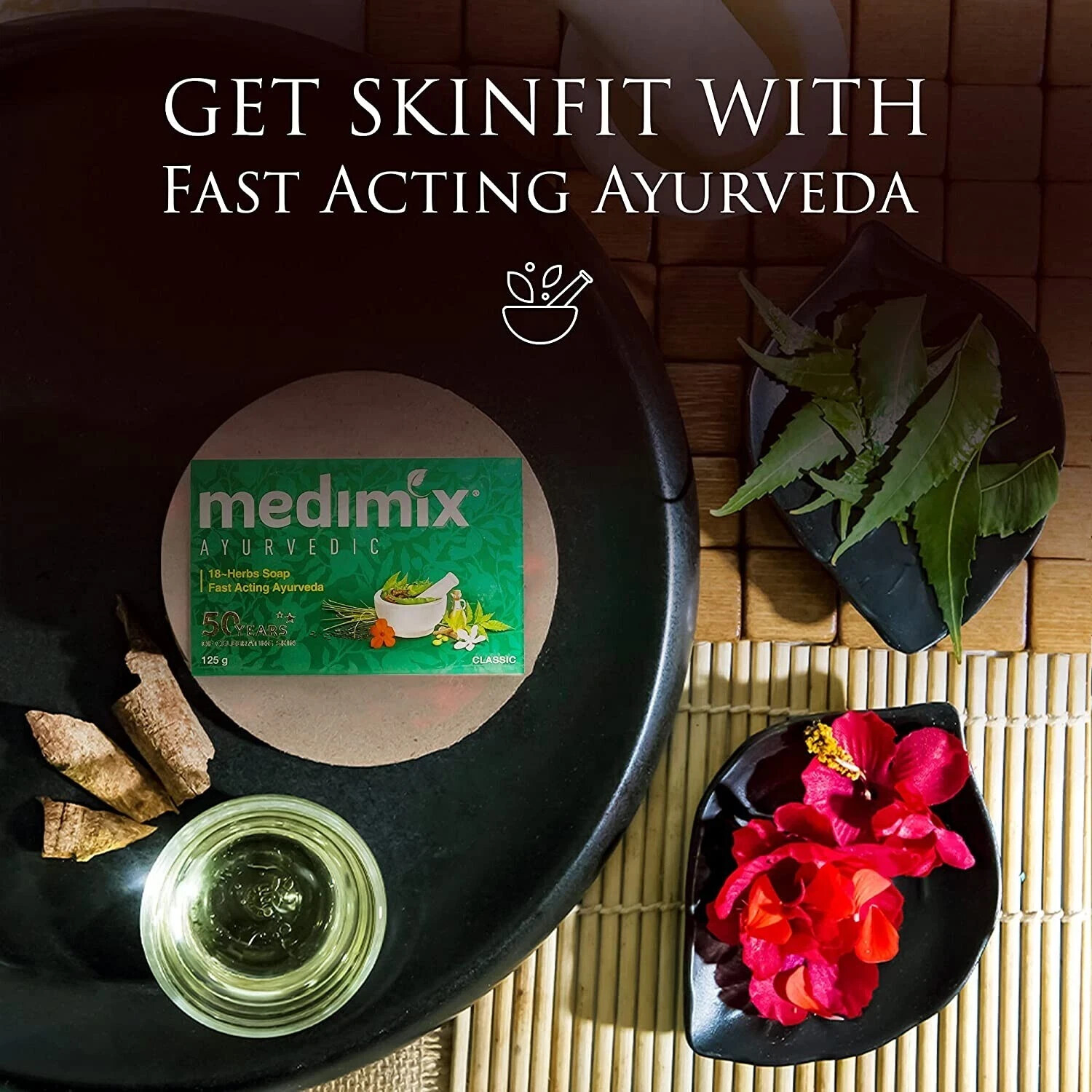 5 X 125g Medimix Ayurvedic Classic 18 Herbs Soap Free Ship