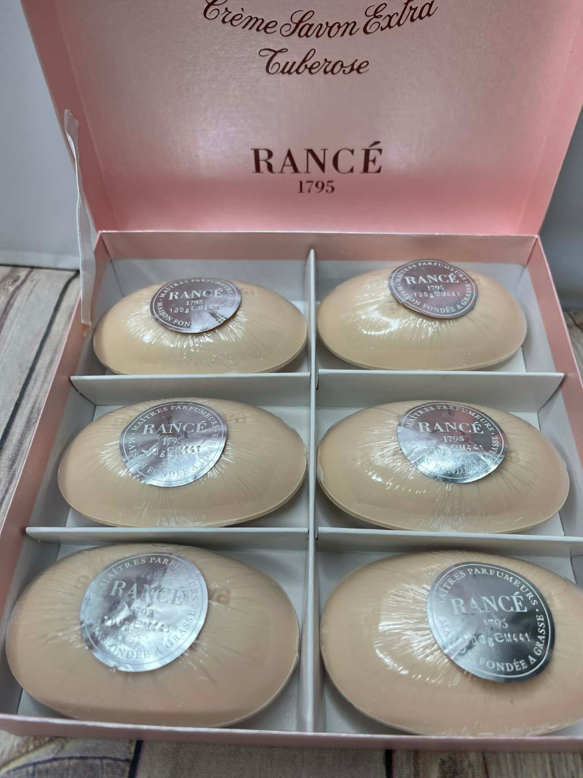 Rance 1795 Creme Savon Extra Tuberose Bar Soap Box Set 21 oz (6×3.5 oz) Italy
