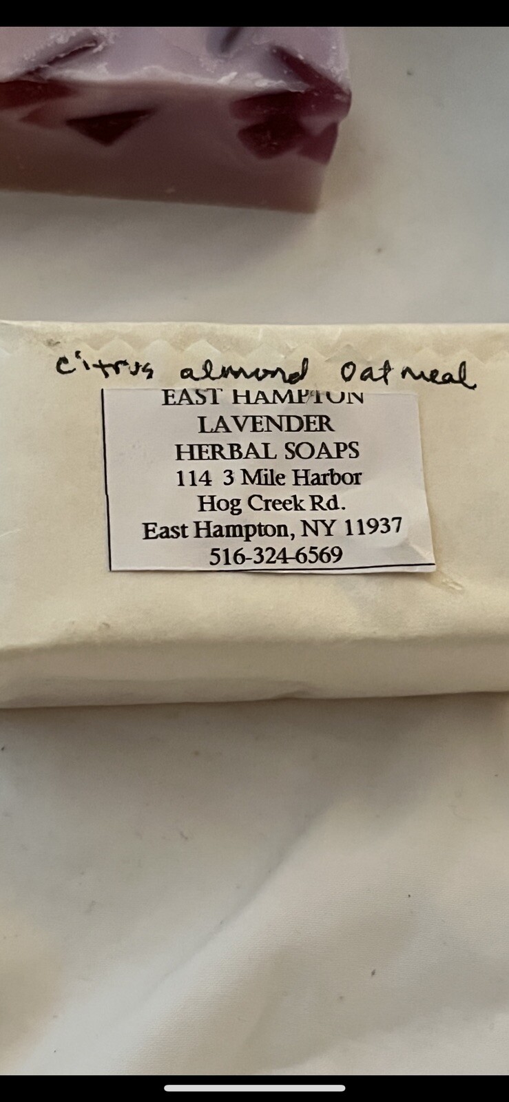 (3)Bars Handmade Natural Soaps -East Hampton Co. NY Lavender, Citrus, Almond Oat