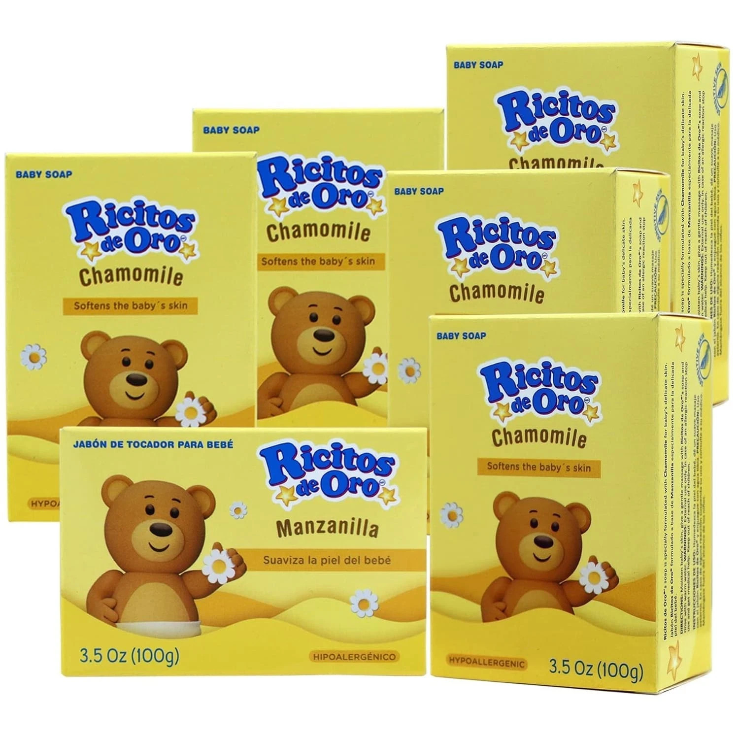 Baby Cleansing Bar Soap with Extract Calming Effect, Chamomile, 6-Pack of 3.5
