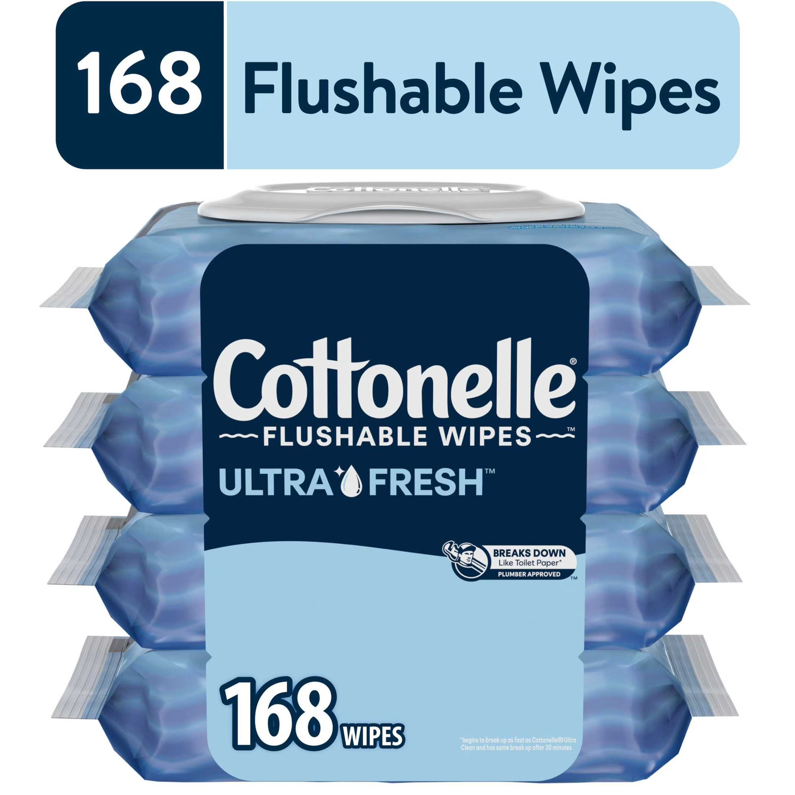 Ultra Fresh Flushable Wet Wipes, 4 Flip- Packs