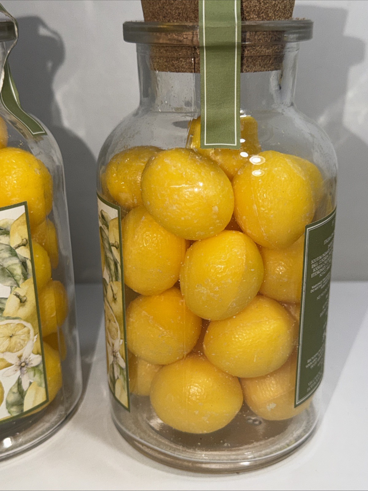 Lot 2 HOPIFICIO FIRENZE Glass Jar Of ITALIAN Triple Milled Lemon Soaps -23.8 Oz