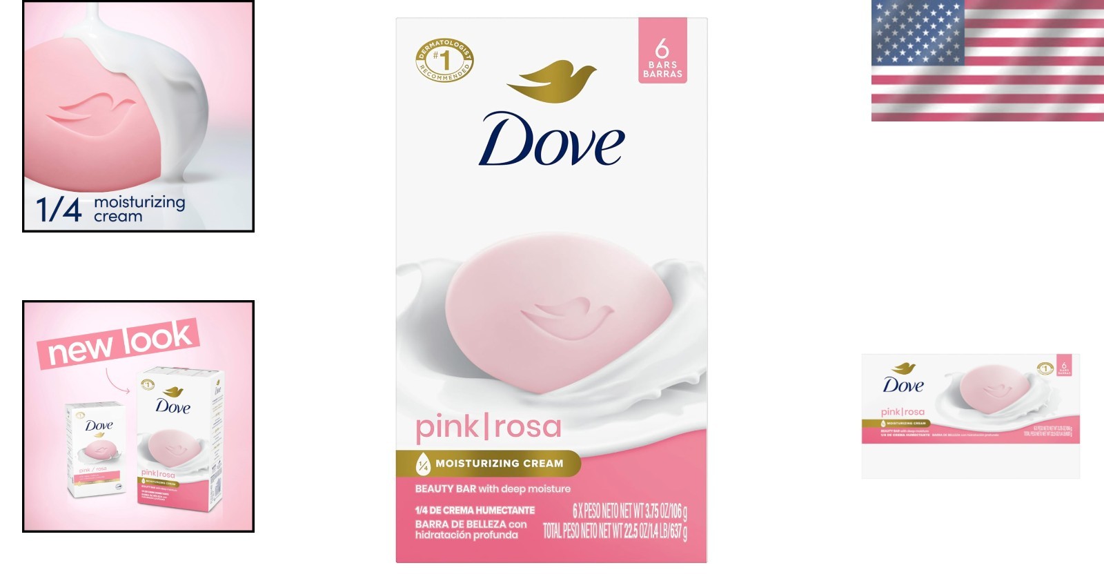 Moisturizing Pink Rosa Beauty Bar – 3.75 oz Bars, 6-Piece Set for Radiant Skin