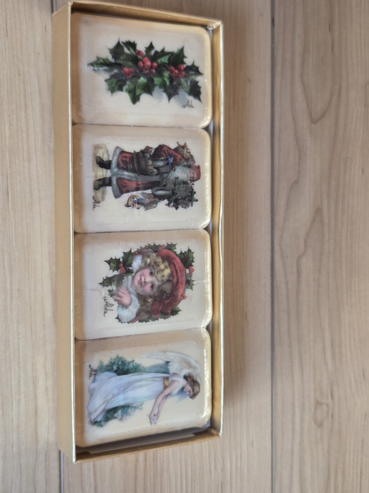 Vintage Santa Girl Angel Images Forever Soap 4 Sealed French Milled