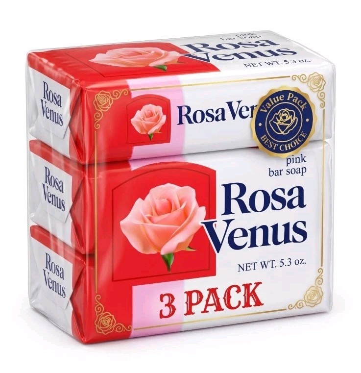 3 X Rosa Venus Pink Bar Soap Bath Bars Fresh Scent 5.3 oz Lot of 3 Free Shipping