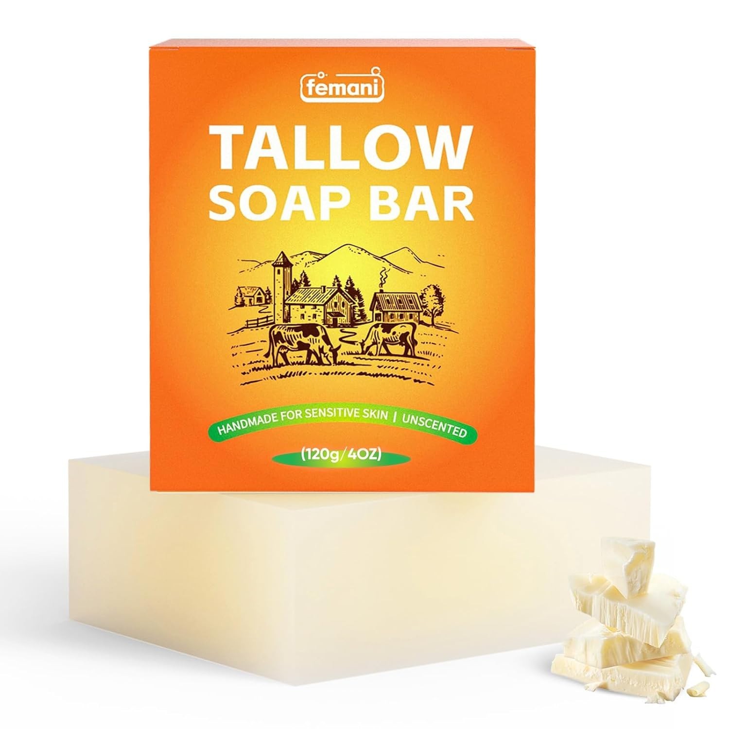 Soothing Organic Beef Tallow Soap Bar – Moisturizing for Dry, Sensitive Skin