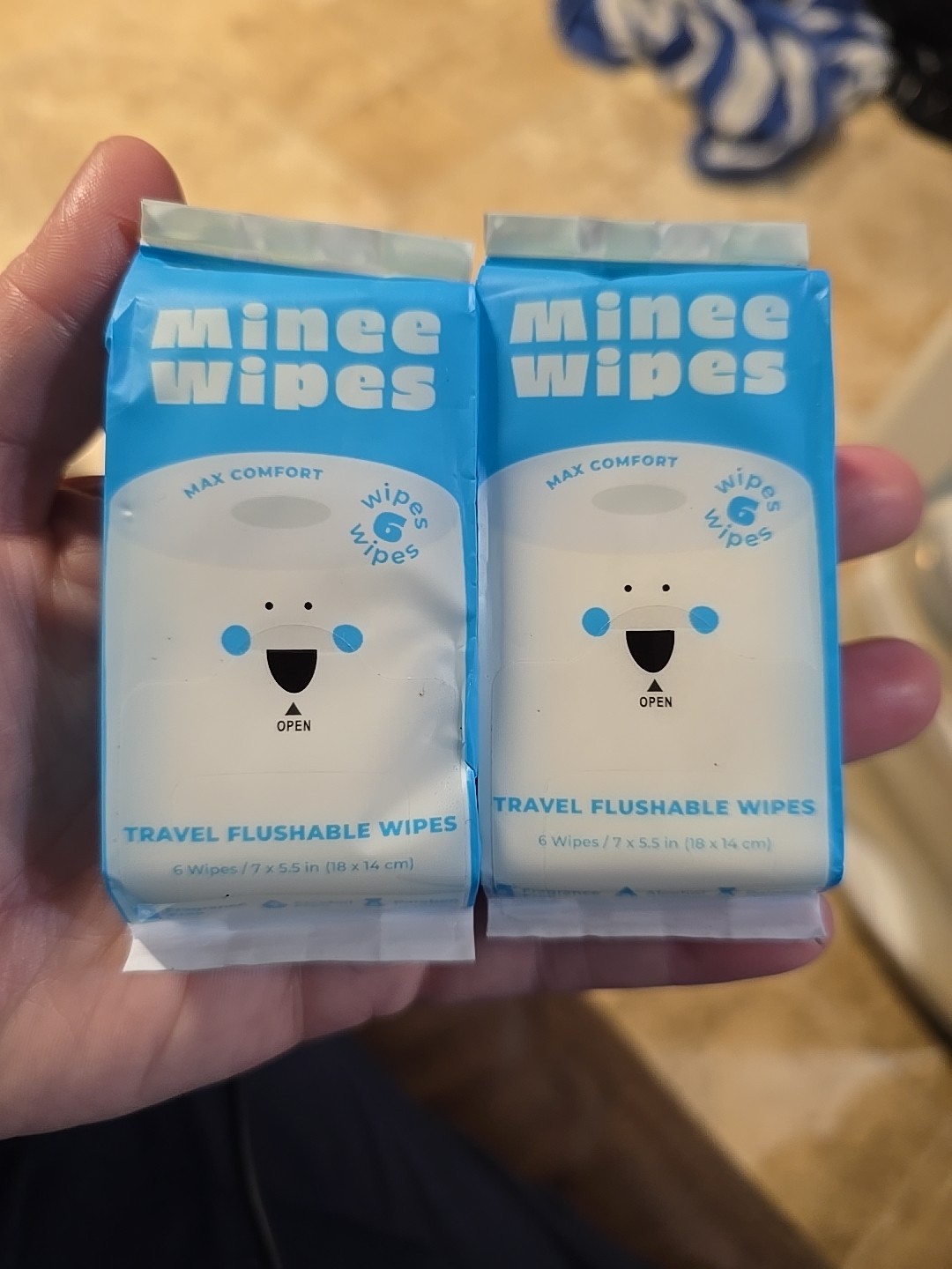 Impossibly Compact Travel Flushable Wipes with Natural 6 Count (Pack of 2) New