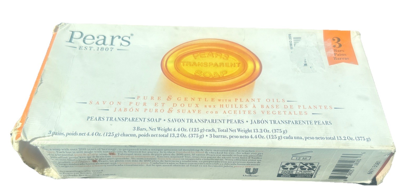 Pears Original Gold Transparent Moisturizing Glycerin Bar Soap, 3.53 oz 3 Pack