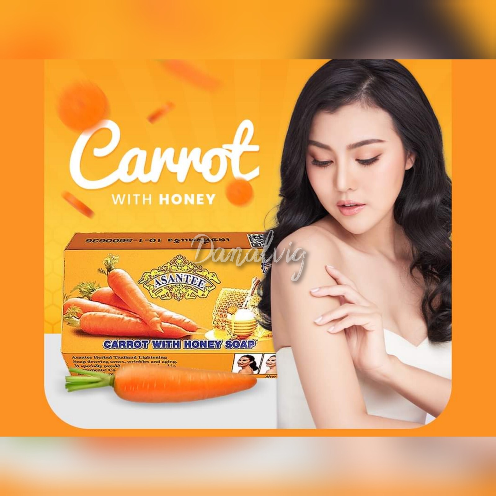 1X Carrot and HONEY Soap Asantee Face And body Anti Acne Wrinkles & Aging125 g