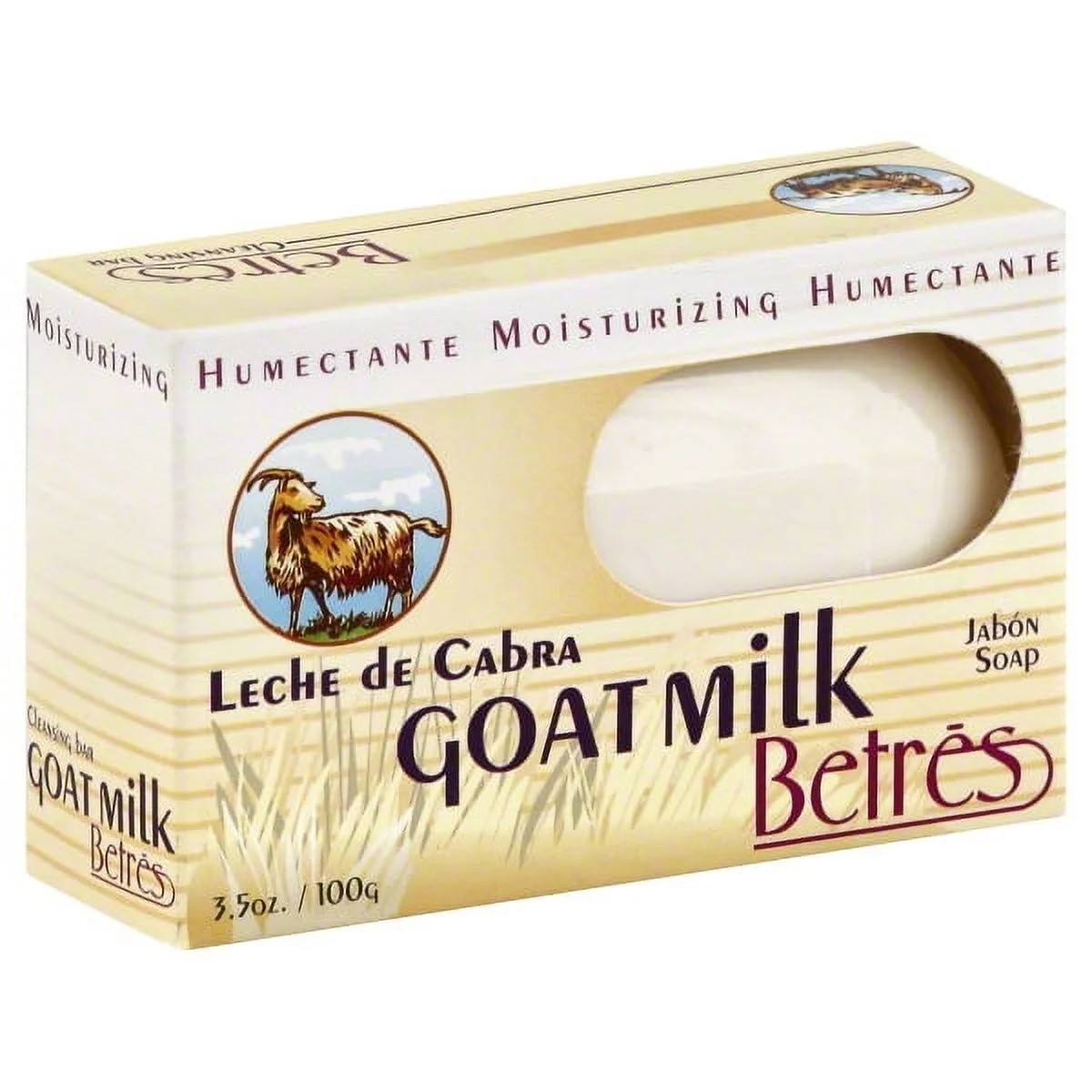 Betres Goat Milk Soap 3.5 oz Moisturizing Bars, 4 Pack