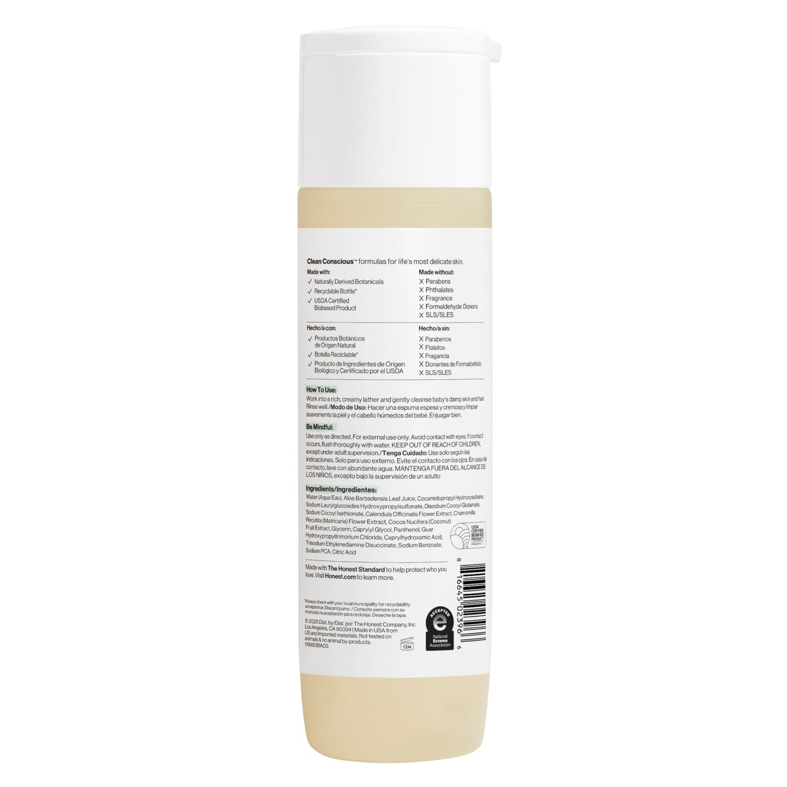 The Honest Company 2-in-1 Baby Shampoo & Body Wash, Fragrance-Free, Tear-Free,