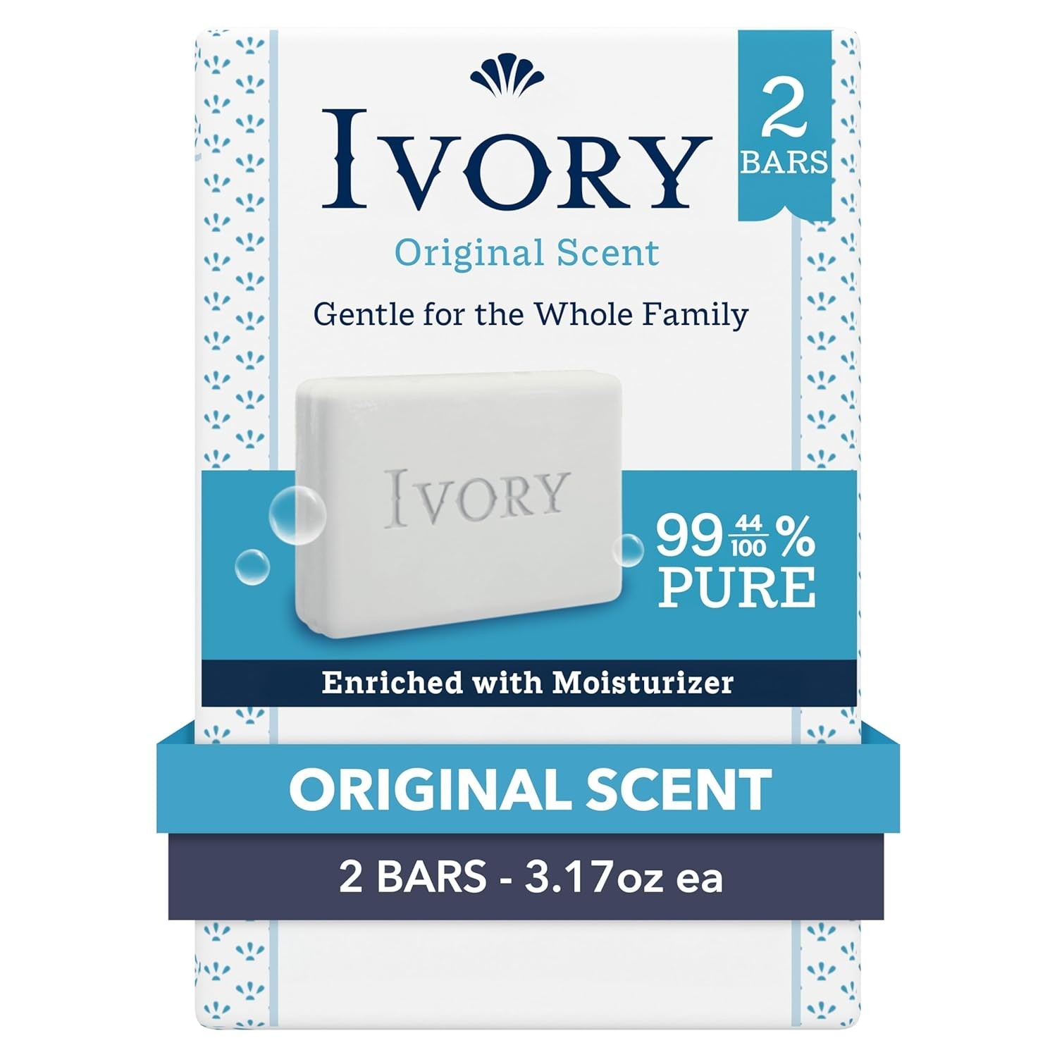 Ivory Gentle Bath Bar Soap, Designed for Whole Family, 99.44% Pure, 3.17 oz