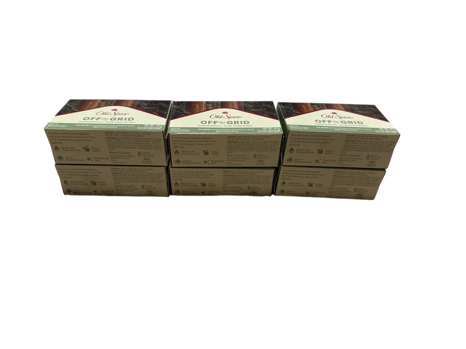 6 Old Spice Off the Grid Sandalwood + Aloe Vera Scent Bar Soap 5 oz. ea