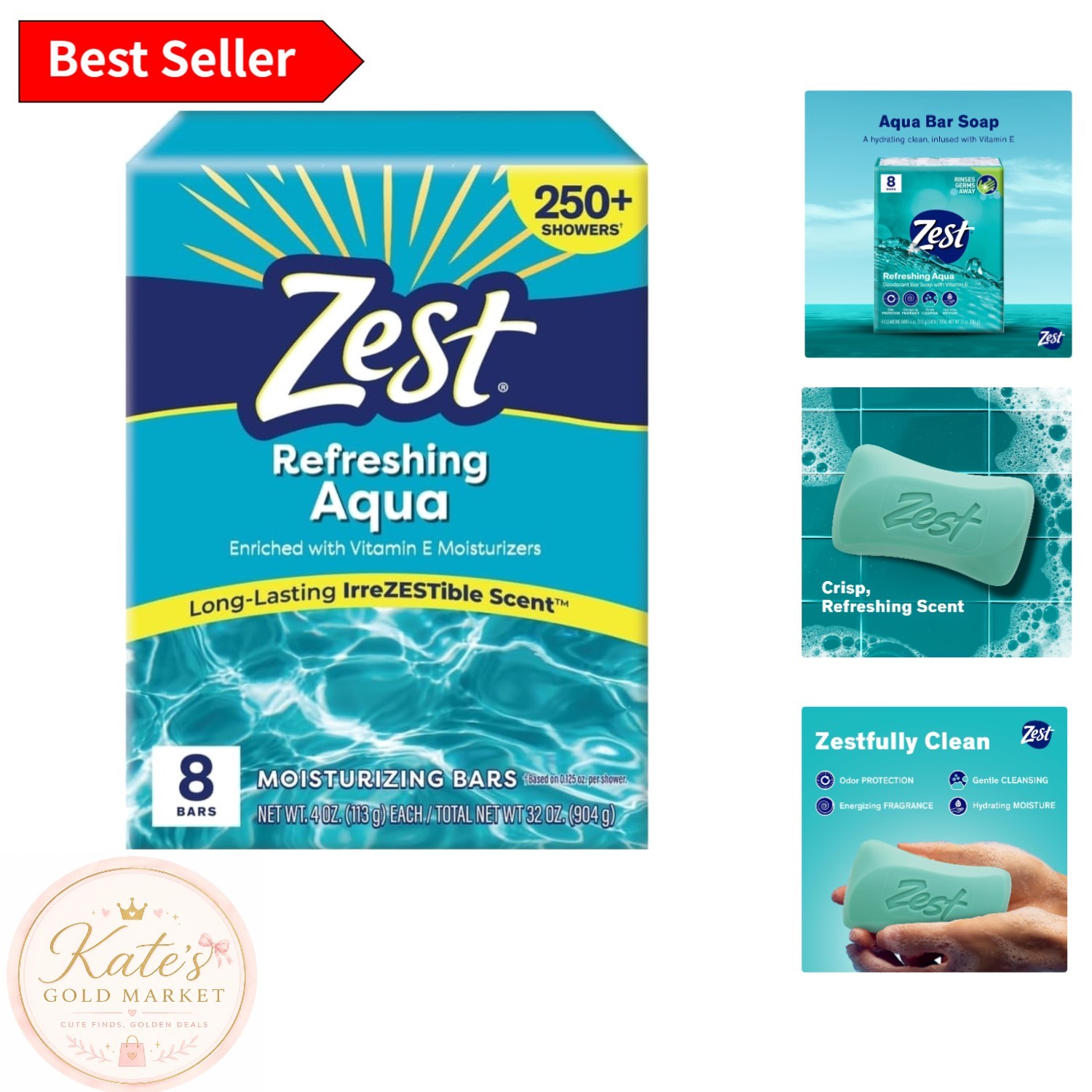 Refreshing Aqua 8-Bar Soap, Detoxifying & Moisturizing – Gentle for All Skin