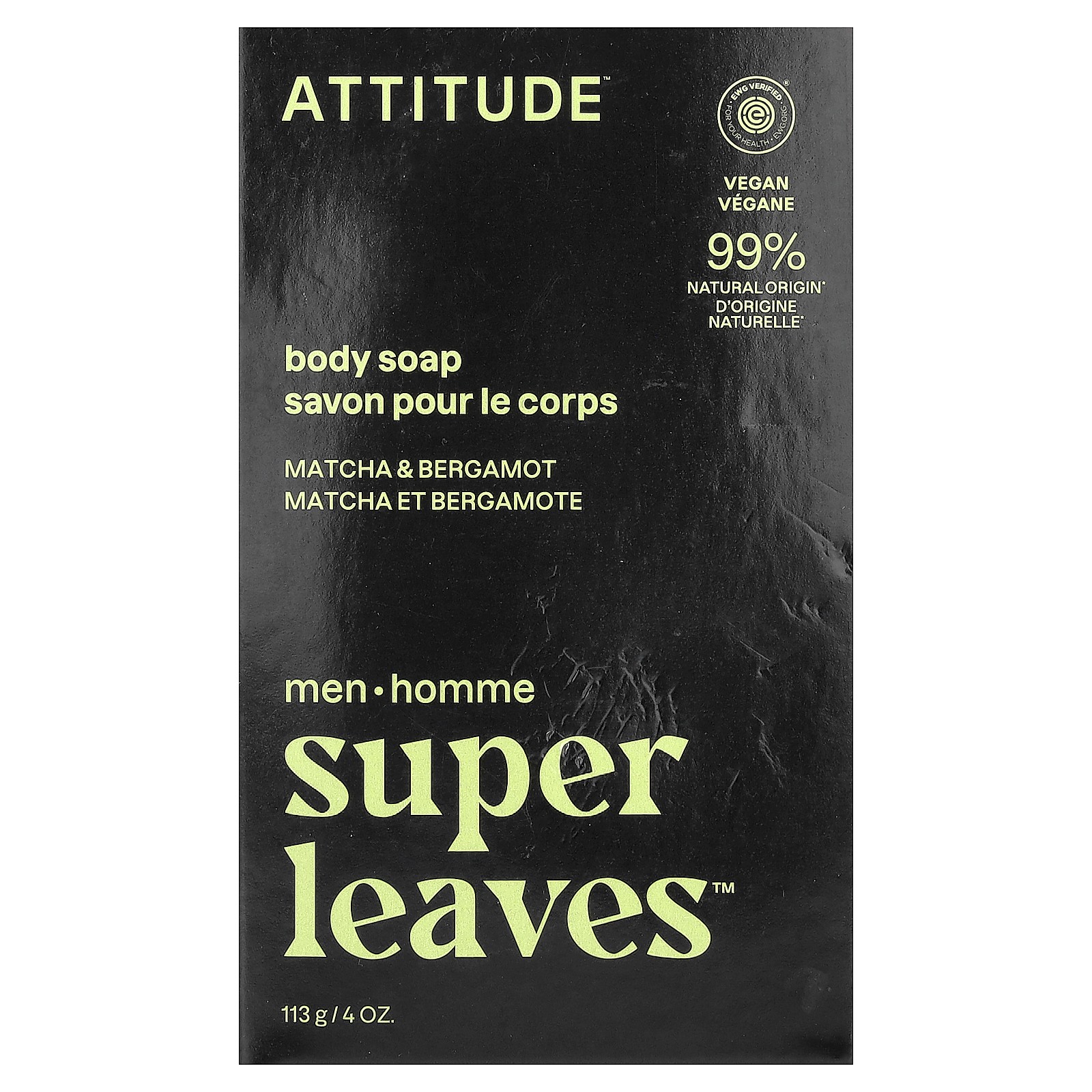 Super Leaves™, Body Bar Soap, For Men, Matcha & Bergamot, 4 oz (113 g)