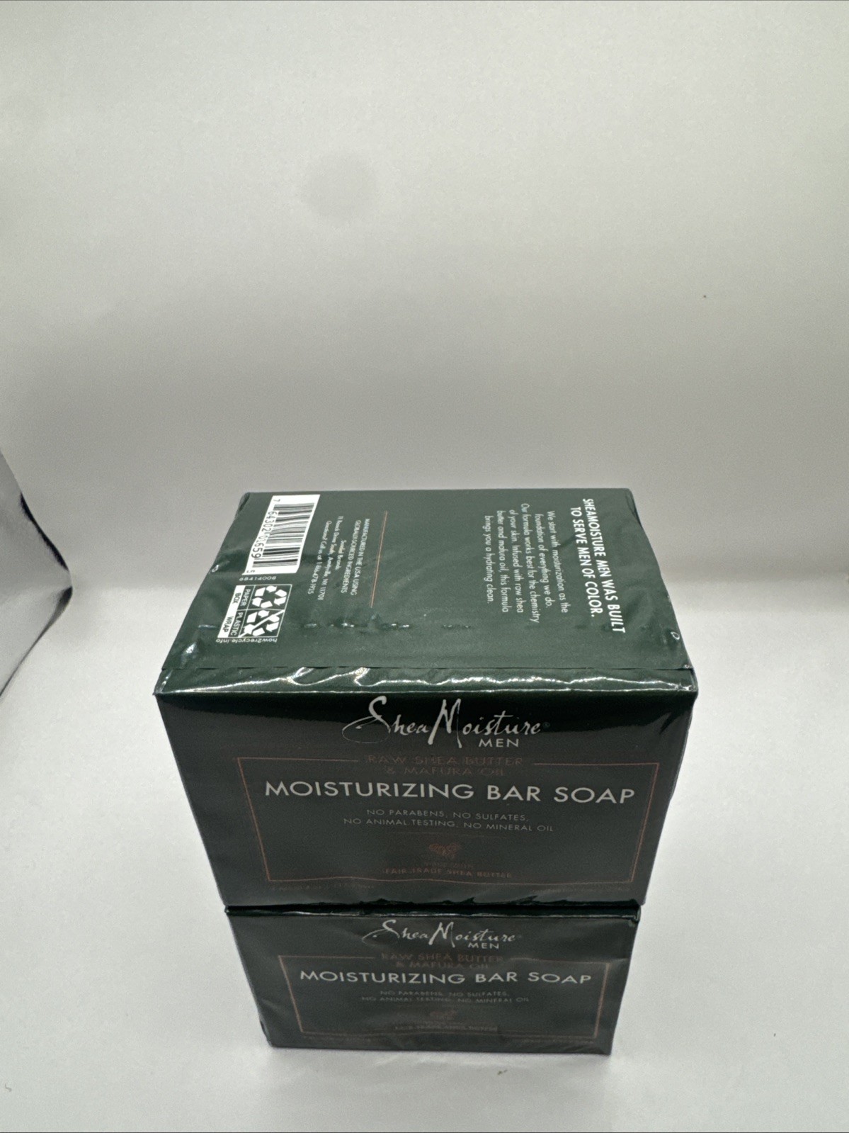 Lot (2) Shea Moisture Men Shea Butter & Mafura Oil Moisturizing 2 Bar Soap Each