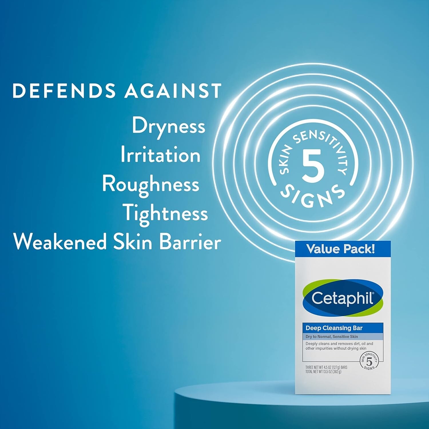 Cetaphil Deep Cleansing Face & Body Bar Soap, 3 Pack, Dry to Normal & Sensitive