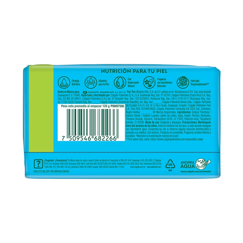 Palmolive Menta y Eucalipto Bar Soap Nutrición Refrescante, 120g