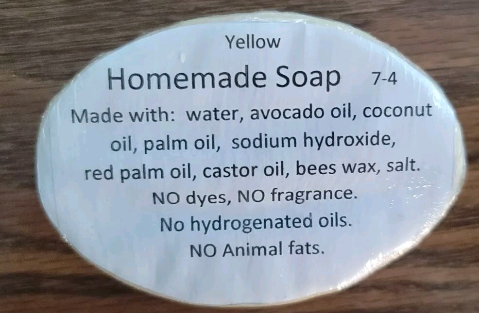 2 Bars Of Homemade Soap – No Animal Fats, Dyes, Fragrances, or Hydrogenated Oils