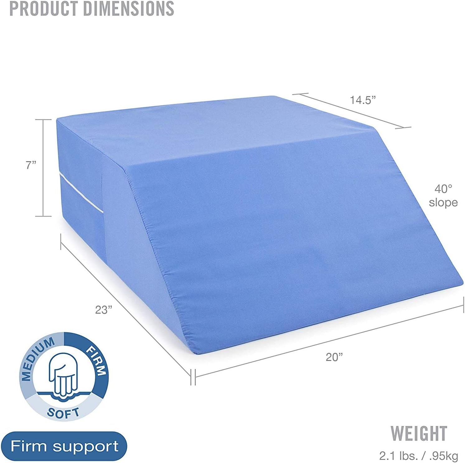 Supportive Foam Wedge Leg Elevation Pillow w/ Zippered Washable Cover