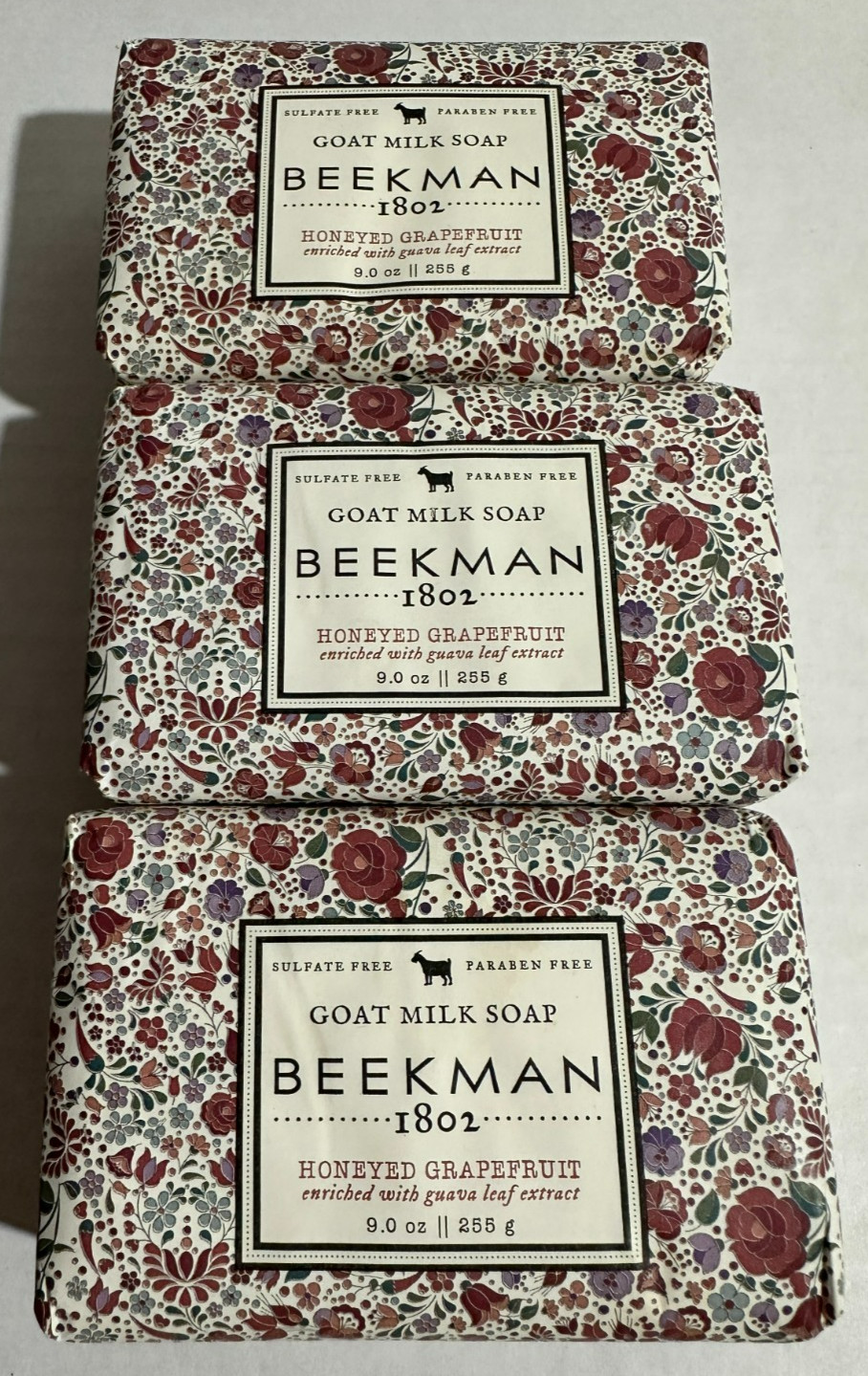 Set of 3 Beekman 1802 Honeyed Grapefruit Goat Milk Soap 9oz/255g