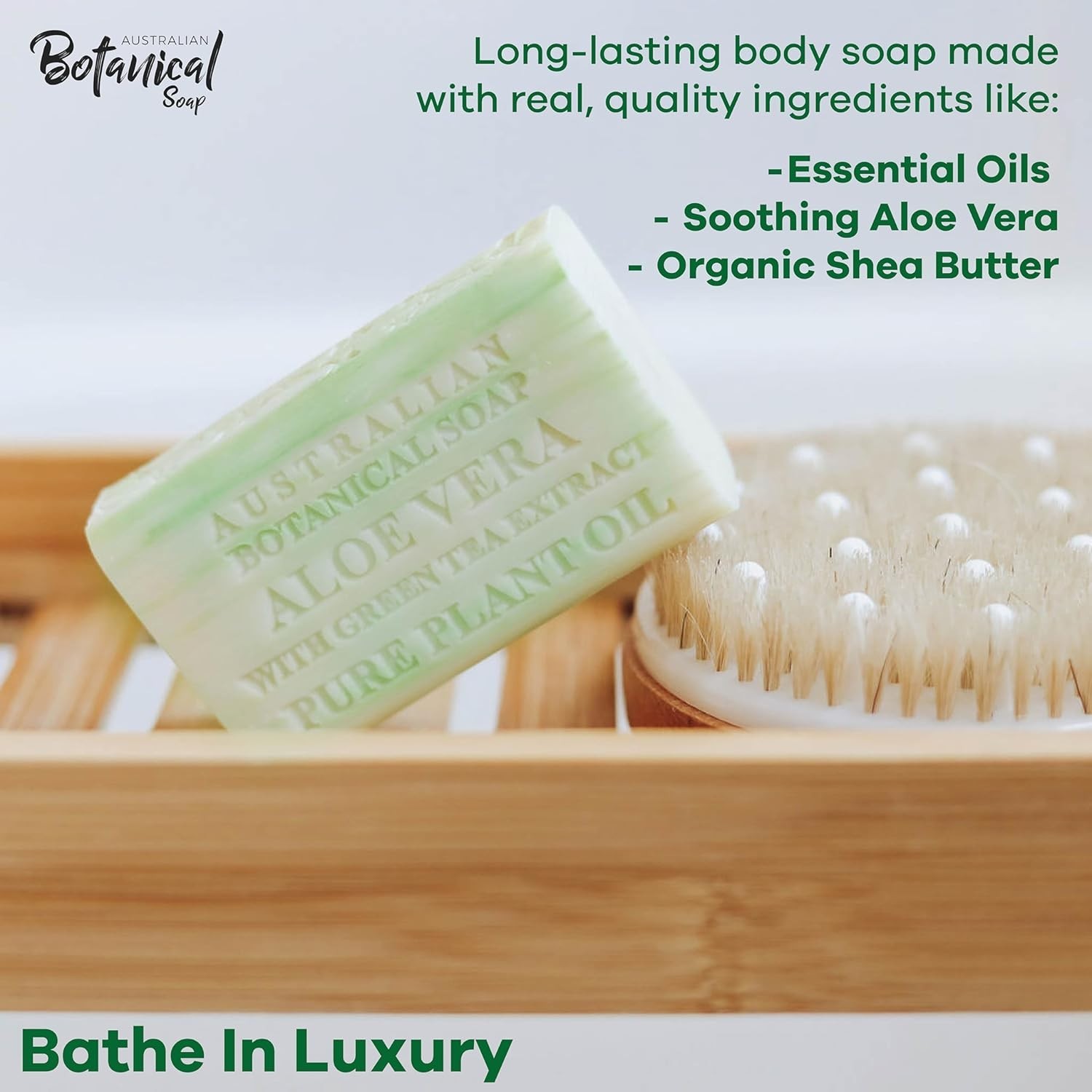 Pack of 4 Aloe Vera Soap Bars – 6.6 oz Luxury with Green Tea & Shea Butter