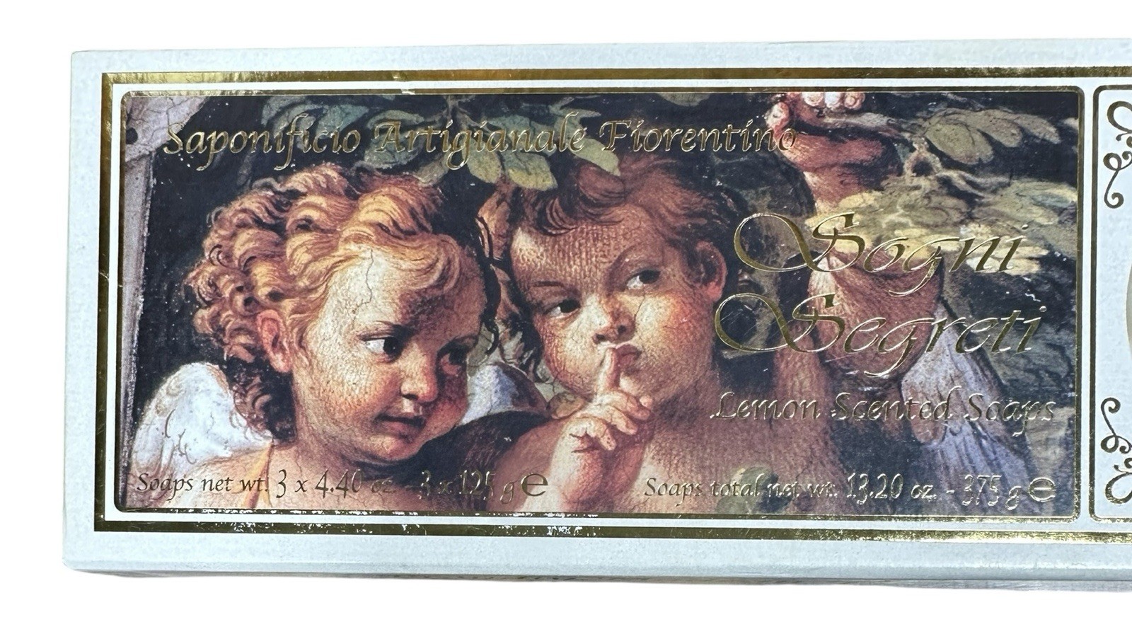 SAPONIFICIO ARTIGIANALE FIORENTINO 3 Lemon Scented Cherub Angel Carved Soap Bars
